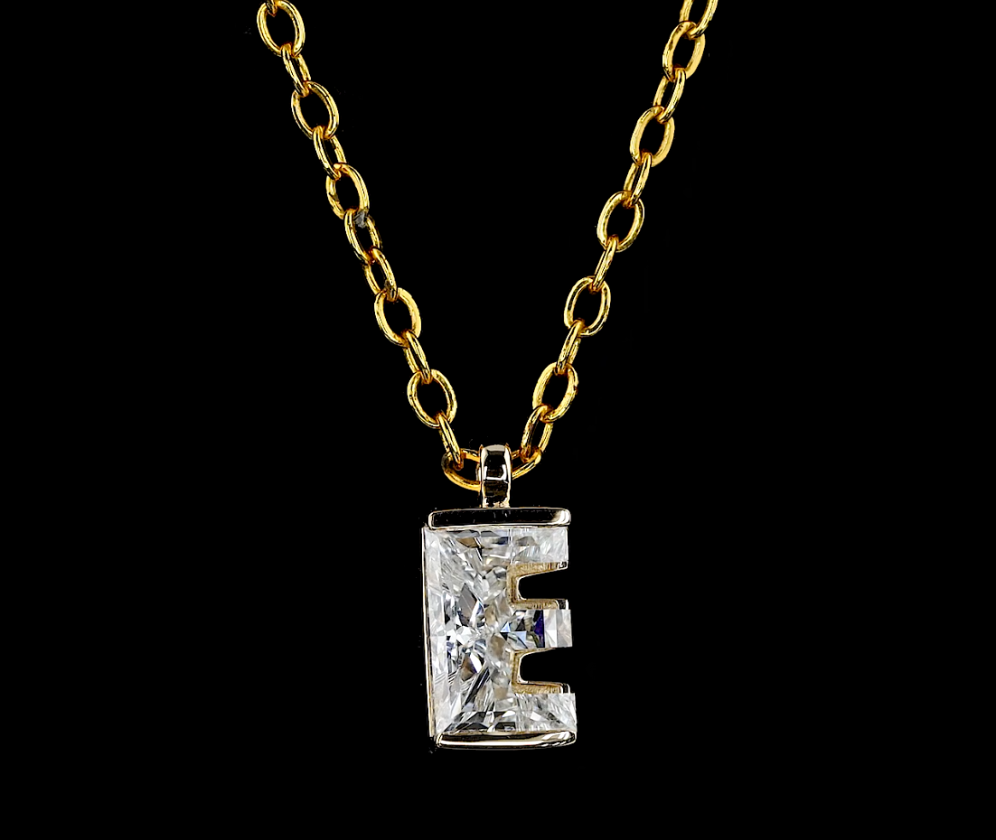 E Initial 7mm Lab-Grown Diamond Letter Pendant Necklace IGI Certified